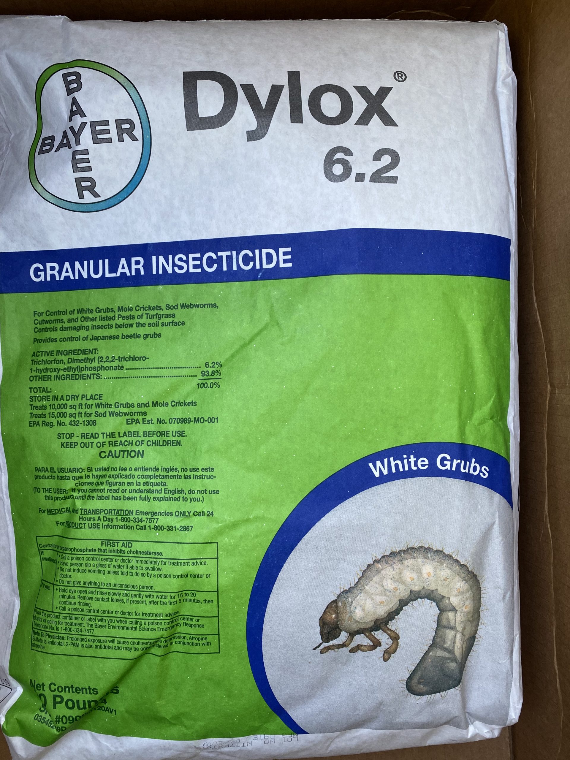 Dylox 6. 2 g granular insecticide - front of bag