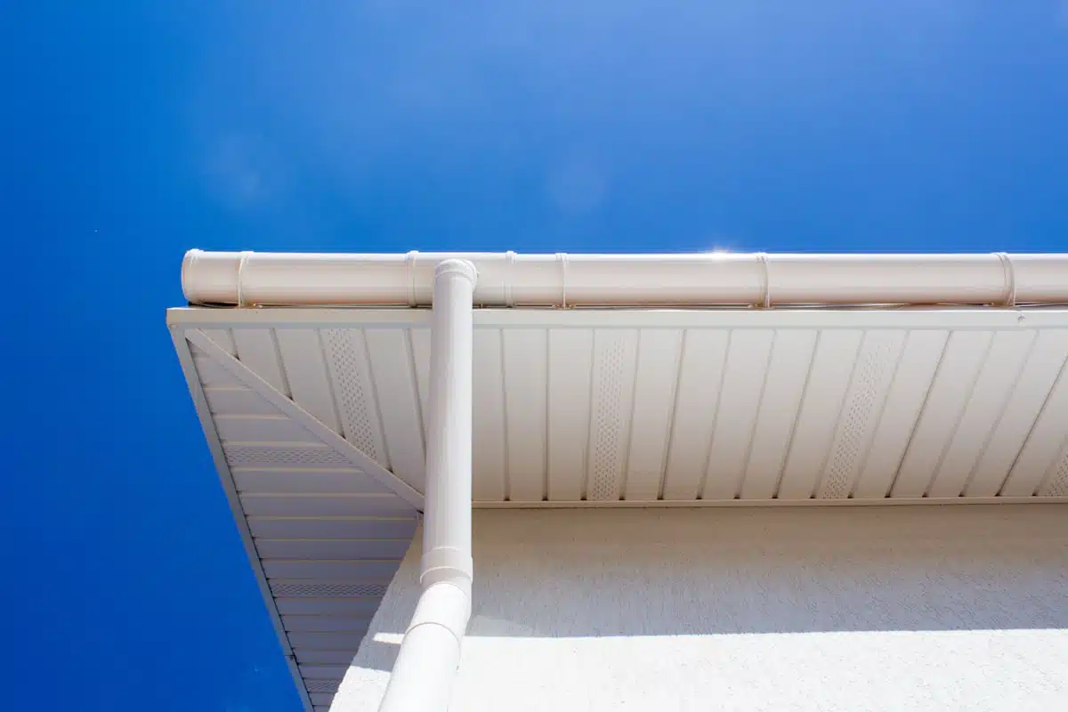 Downspout at a roof edge