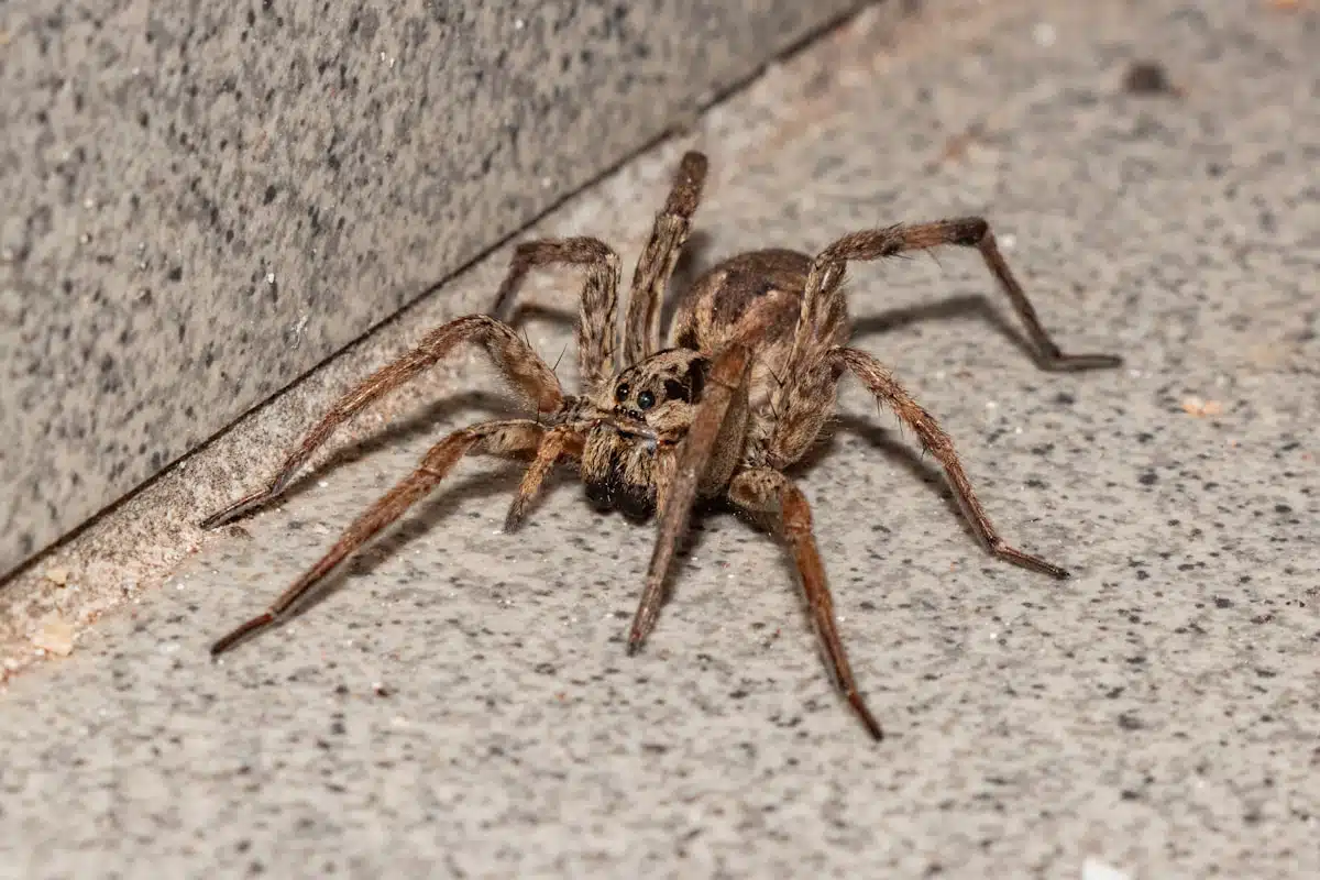 Wolf spider on concrete